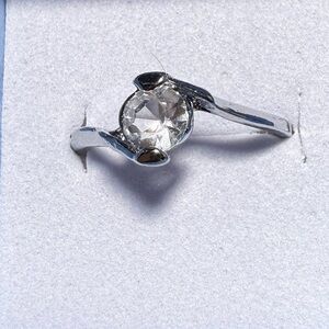 Rhinestone silver plated ring